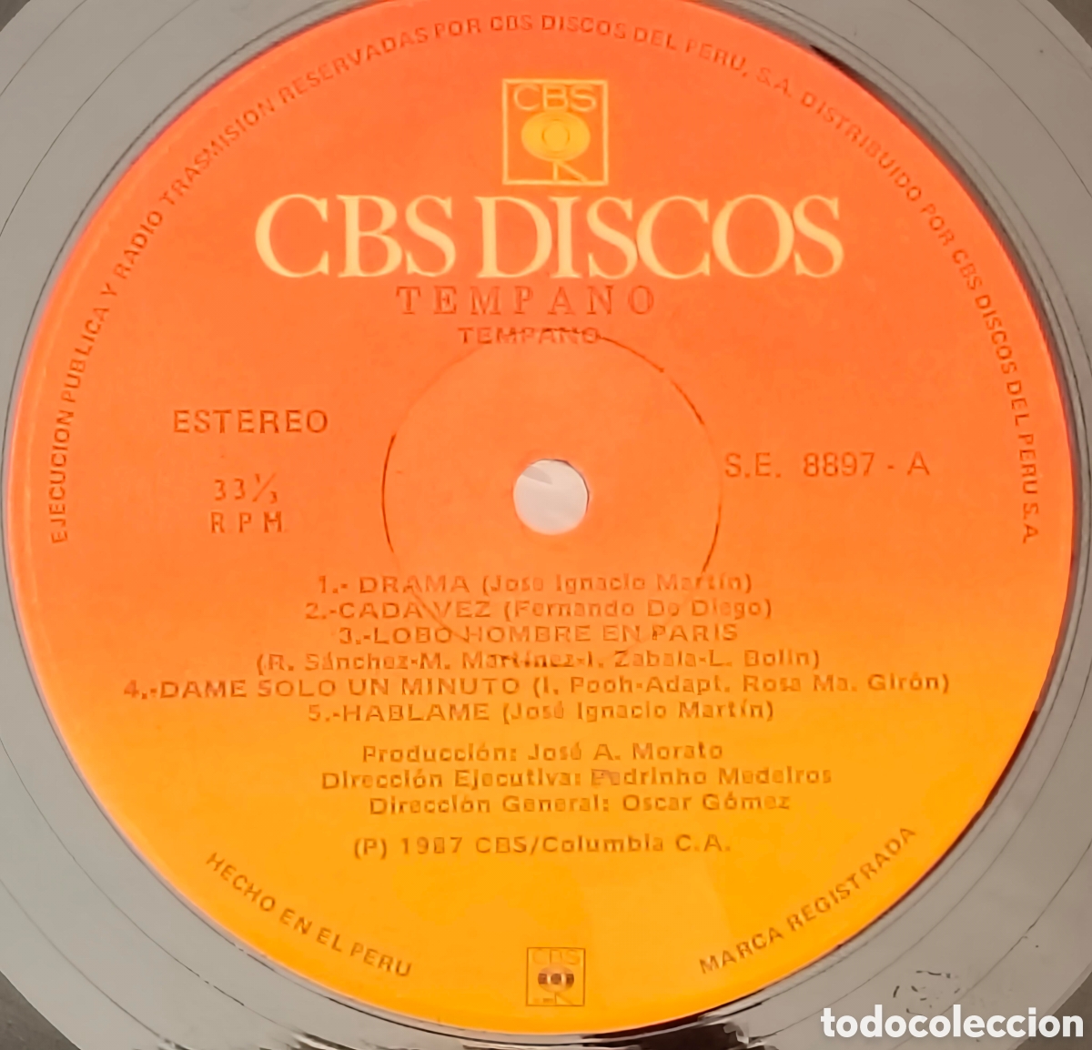 Discos de vinilo: Tempano - Tempano - 1987 - Foto 3