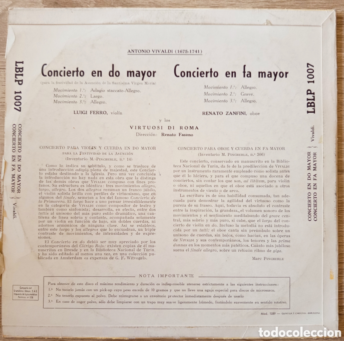 Discos de vinilo: Antonio Vivaldi, dos conciertos - Foto 2