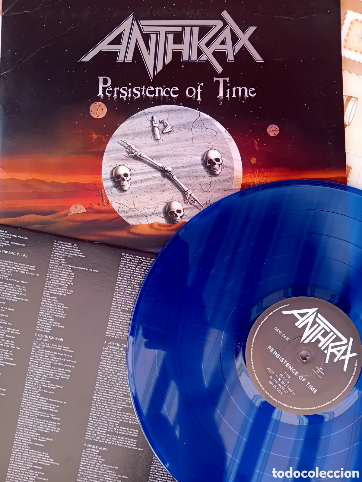 Discos de vinilo: ANTHRAX. PERSISTENCE OF TIME. 2014. VINILO AZUL - Foto 3