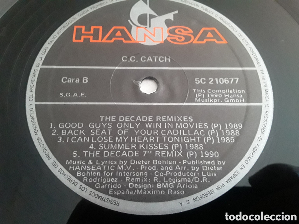 Discos de vinilo: C.C. Catch &lrm;&ndash; The Decade Remixes - lp edic. spain 1990 - Foto 3