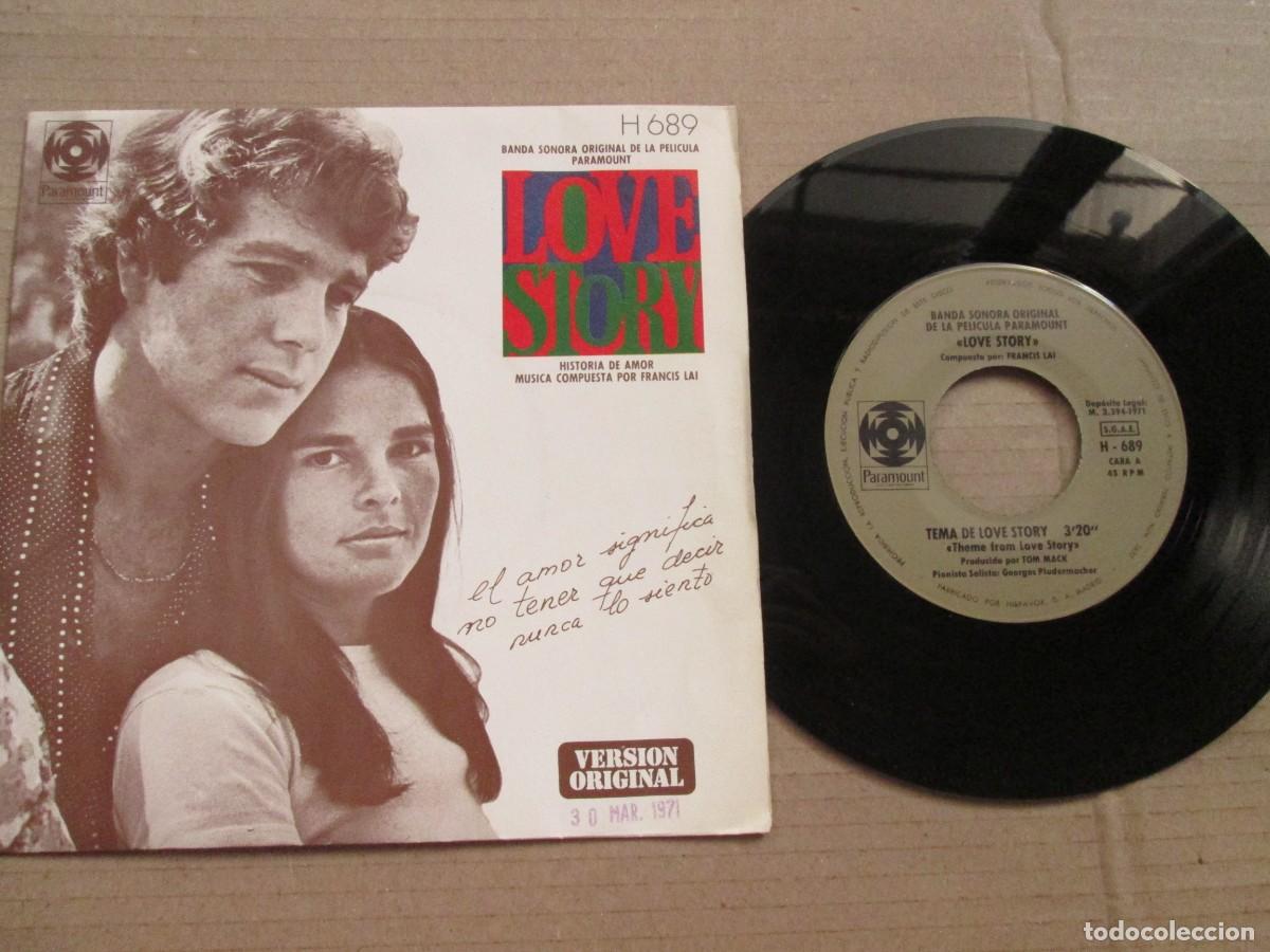 Discos de vinilo: FRANCIS LAI - BSO Love Story. Single, edici&oacute;n espa&ntilde;ola 7&rdquo; 1971. Magn&iacute;fico estado (VG+/NM)