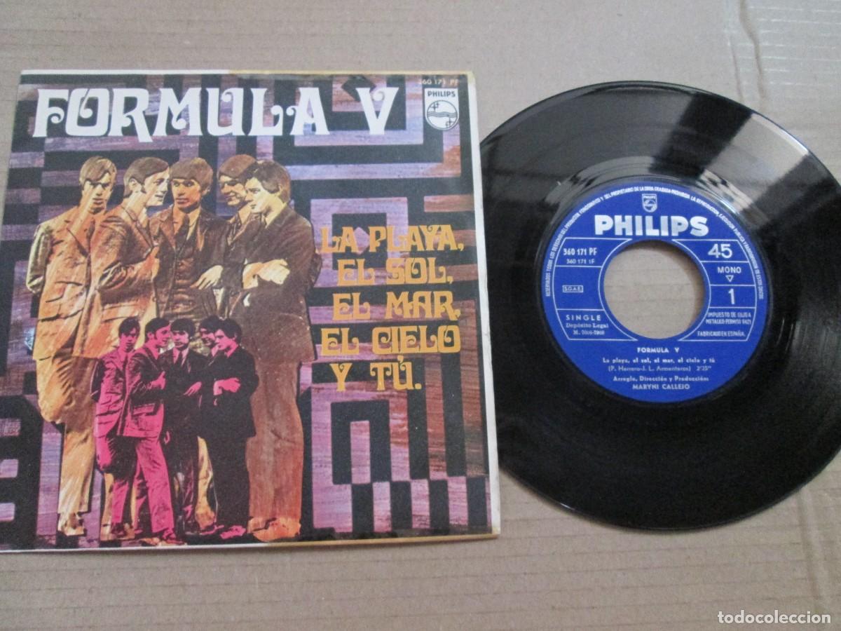 Discos de vinilo: F&Oacute;RMULA V . La Playa El Sol El Mar El Cielo y T&uacute; / Nit Parade. Single, ed espa&ntilde;ola 7&rdquo; 1968. VG+