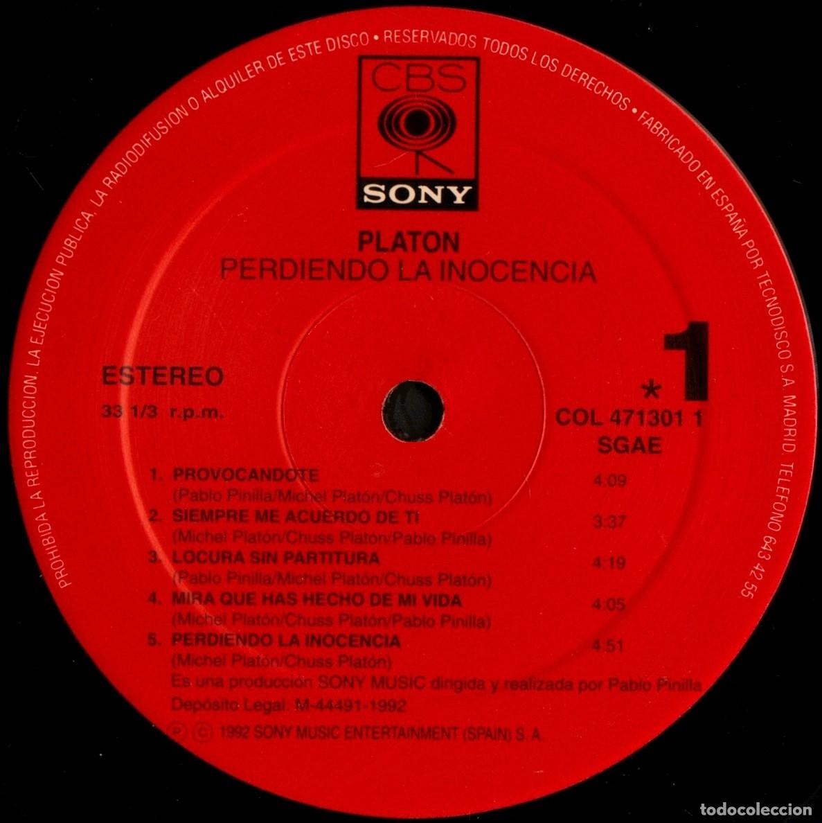Discos de vinilo: [LP VINILO]. PLATON. PERDIENDO LA INOCENCIA. - Foto 5