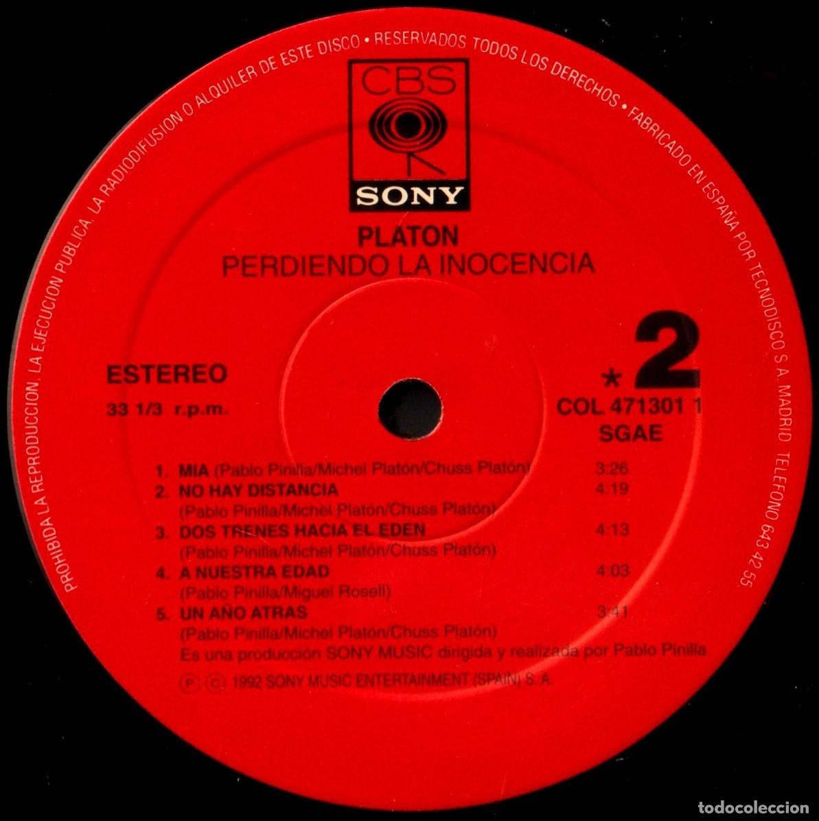 Discos de vinilo: [LP VINILO]. PLATON. PERDIENDO LA INOCENCIA. - Foto 6