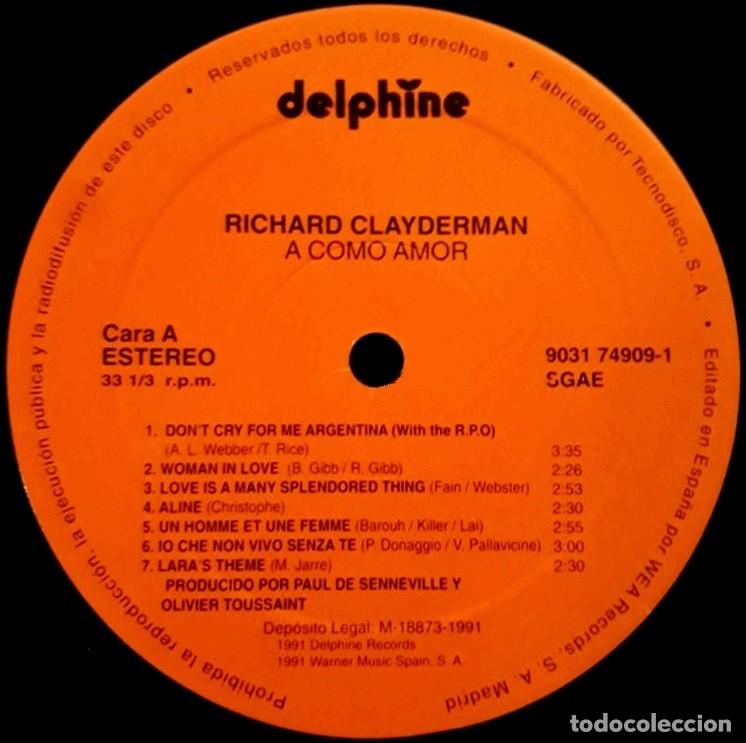 Discos de vinilo: [LP VINILO]. RICHARD CLAYDERMAN. A COMO AMOR. - Foto 4