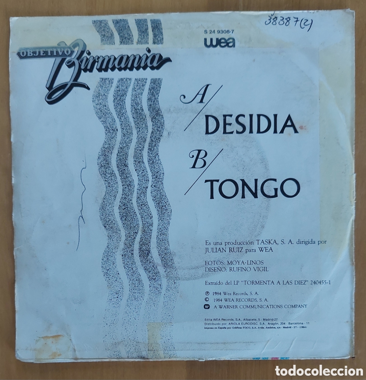 Discos de vinilo: OBJETIVO BIRMANIA DESIDIA WEA 1984 - Foto 2