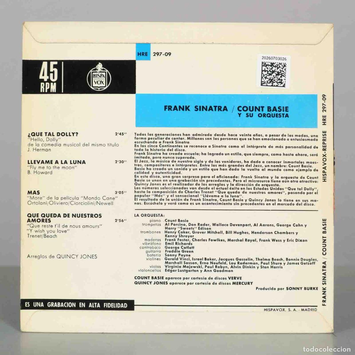 Discos de vinilo: EP. Frank Sinatra - Count Basie Y Su Orquesta &ndash; Que Tal Dolly? - Foto 2