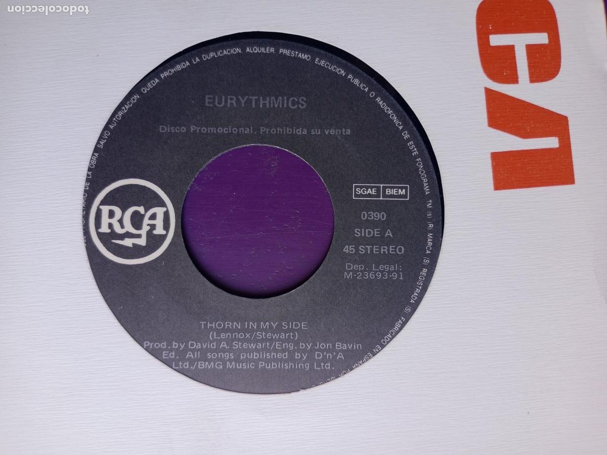 Discos de vinilo: Eurythmics &ndash; Thorn In My Side - Sg RCA PROMO EDICION DE 1991 - POP 80'S - SIN ESTRENAR