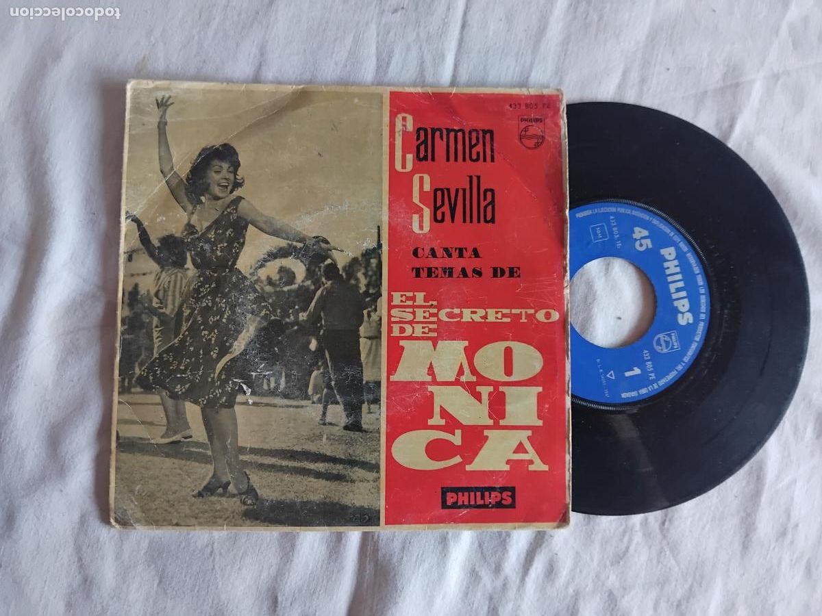 Discos de vinilo: CARMEN SEVILLA. CANTA TEMAS DE EL SECRETO DE MONICA. EP PHILIPS.1961.