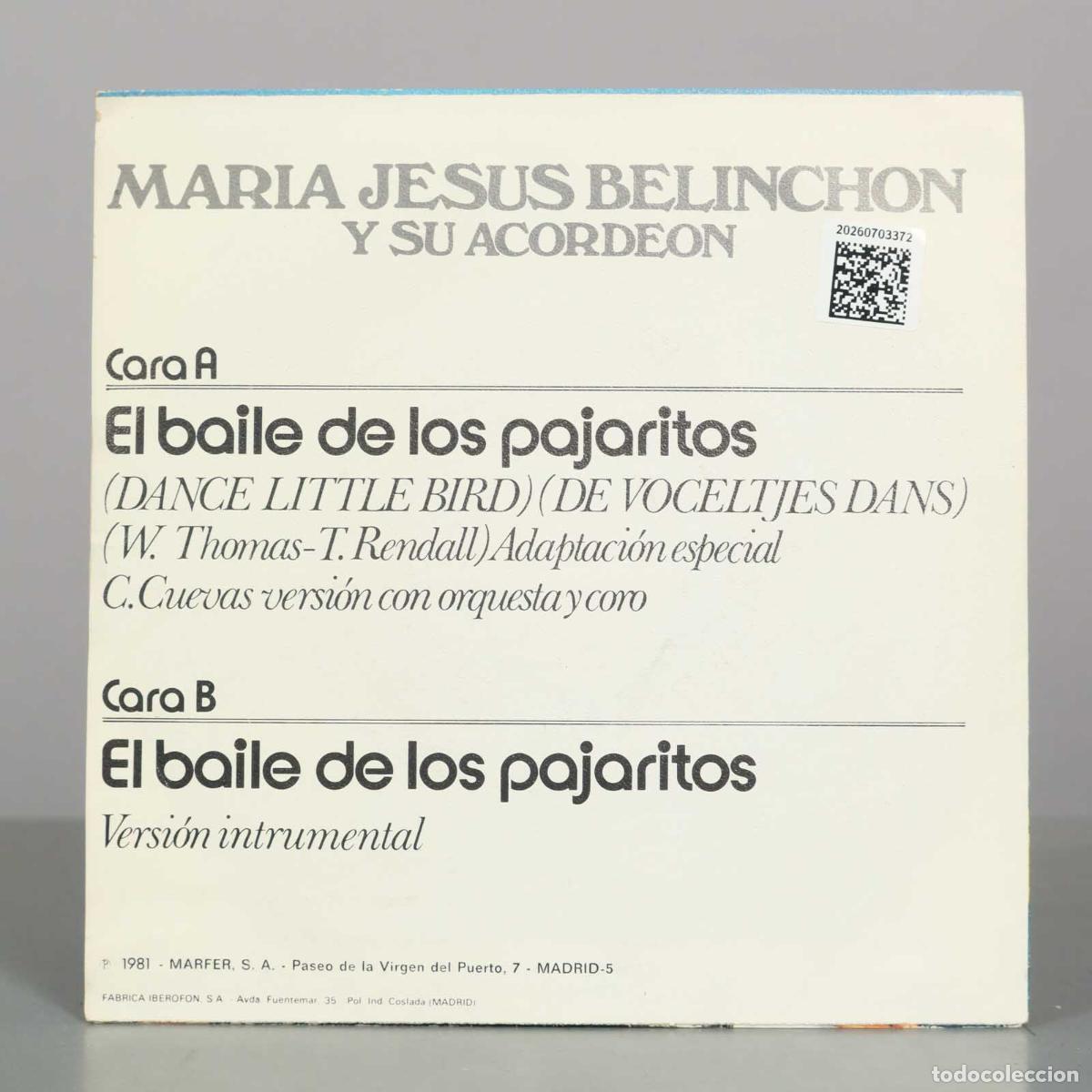 Discos de vinilo: SINGLE. Maria Jes&uacute;s &lrm;&ndash; El Baile De Los Pajaritos - Foto 2