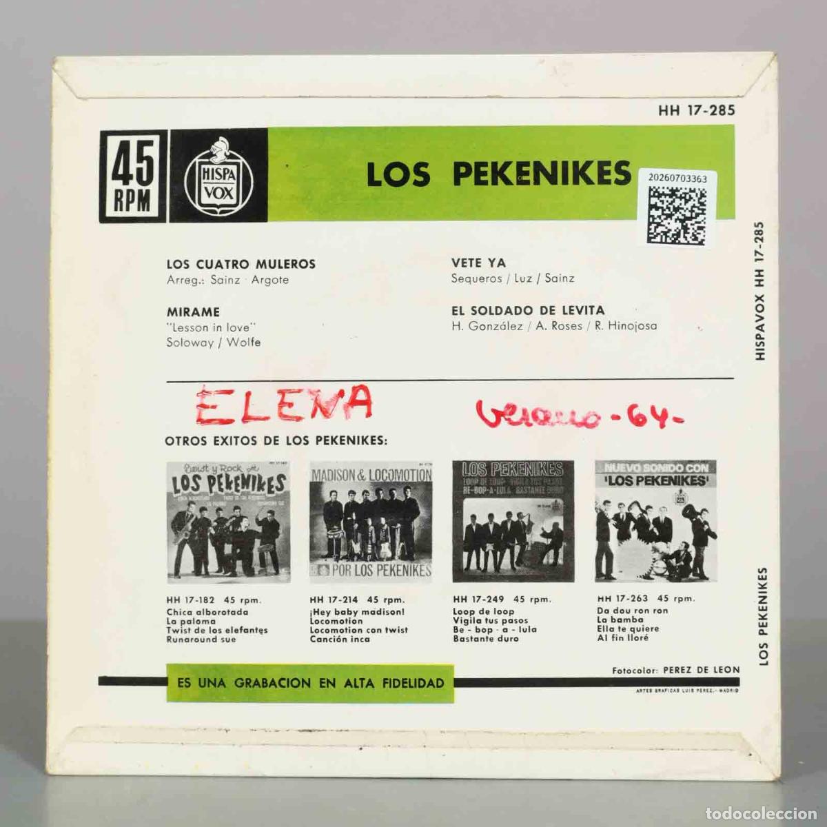 Discos de vinilo: EP. Los Pekenikes - Los Cuatro Muleros - Foto 2