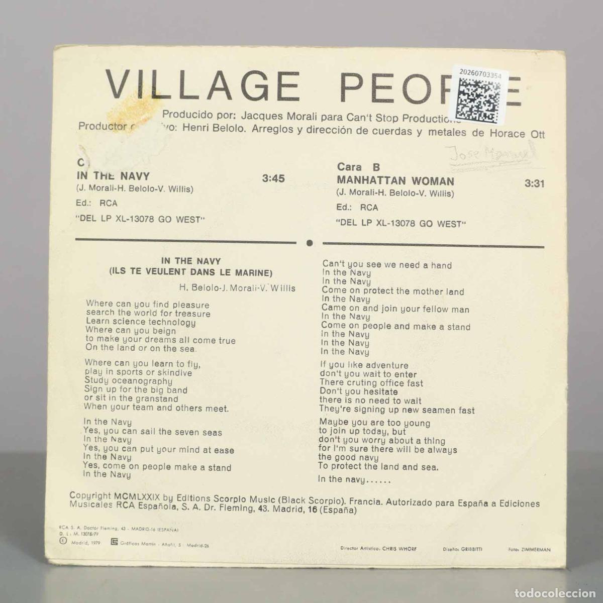 Discos de vinilo: SINGLE. Village People &ndash; In The Navy - Foto 2
