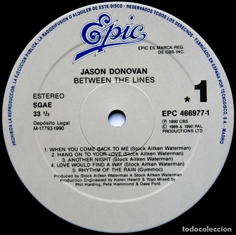 Discos de vinilo: [LP VINILO]. JASON DONOVAN. BETWEEN THE LINES. - Foto 6