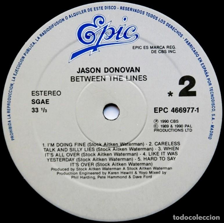 Discos de vinilo: [LP VINILO]. JASON DONOVAN. BETWEEN THE LINES. - Foto 7