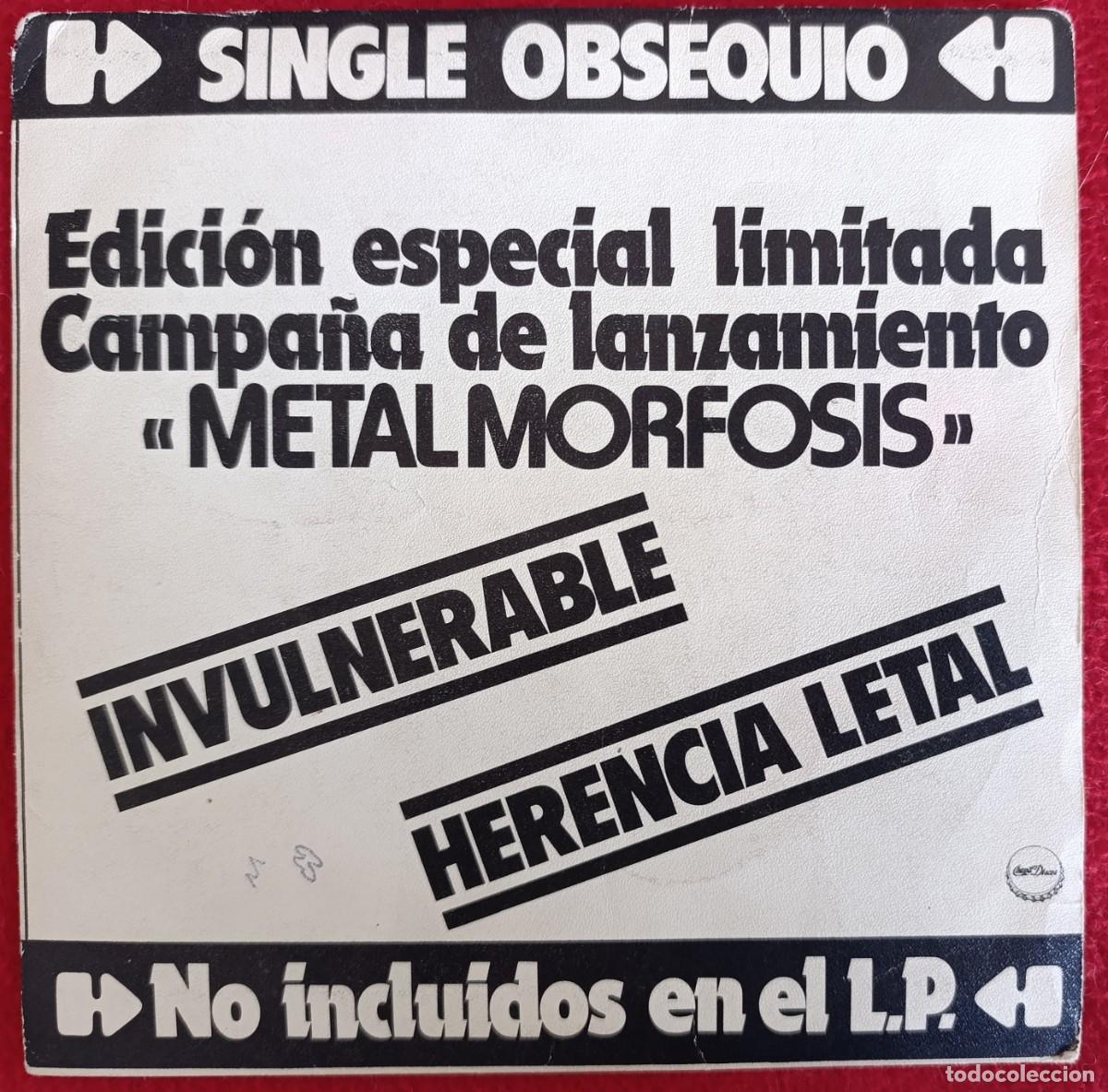 Discos de vinilo: BAR&Oacute;N ROJO &ndash; INVULNERABLE / HERENCIA LETAL 7&rdquo; 1983 HARD METAL