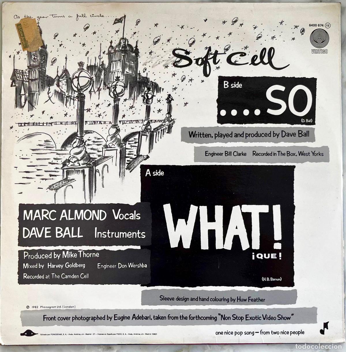 Discos de vinilo: SOFT CELL. WHAT !. QUE. MAXI SINGLE ORIGINAL ESPA&Ntilde;A 2 TEMAS 1982 - Foto 2