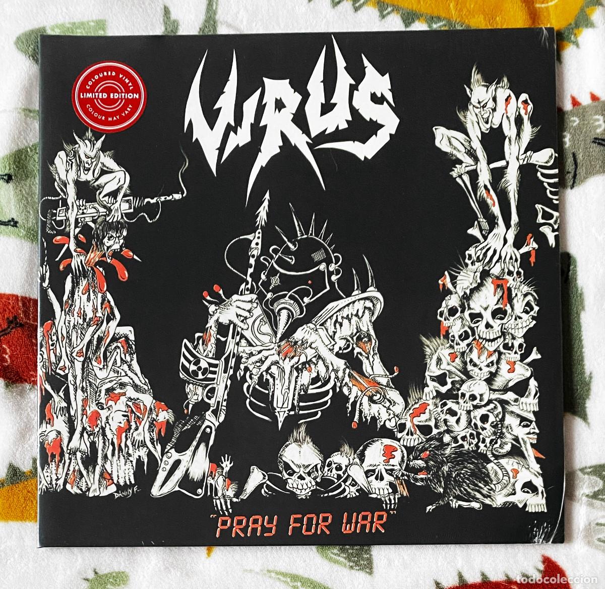 Discos de vinilo: VIRUS - PRAY FOR WAR LP GATEFOLD PRECINTADO VINILO BLANCO CON MANCHAS ROJAS - THRASH SPEED METAL