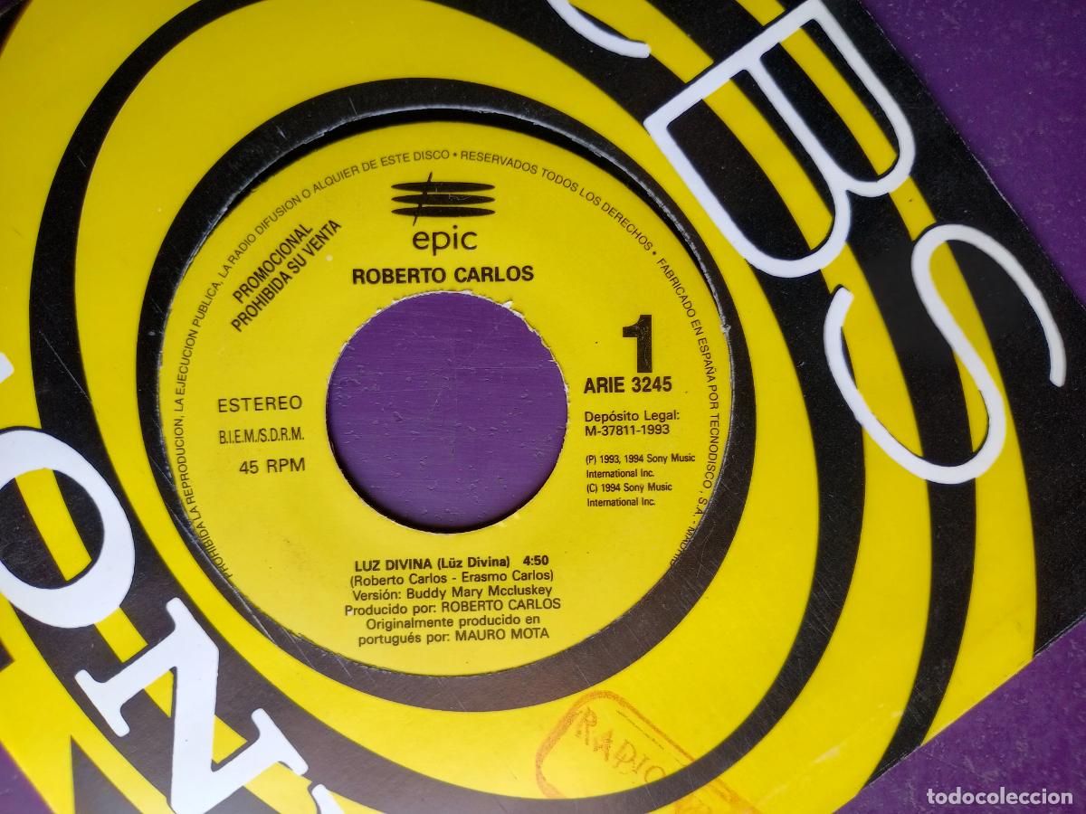Discos de vinilo: Roberto Carlos &lrm;&ndash; Luz Divina - Sg EPIC 1993 PROMO - VINILO SIN USO - BRASIL POP