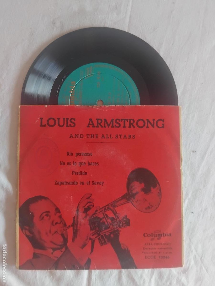Discos de vinilo: LOUIS ARMSTRONG AND THE ALL STARS. RIO PEREZOSO + 3. EP COLUMBIA.