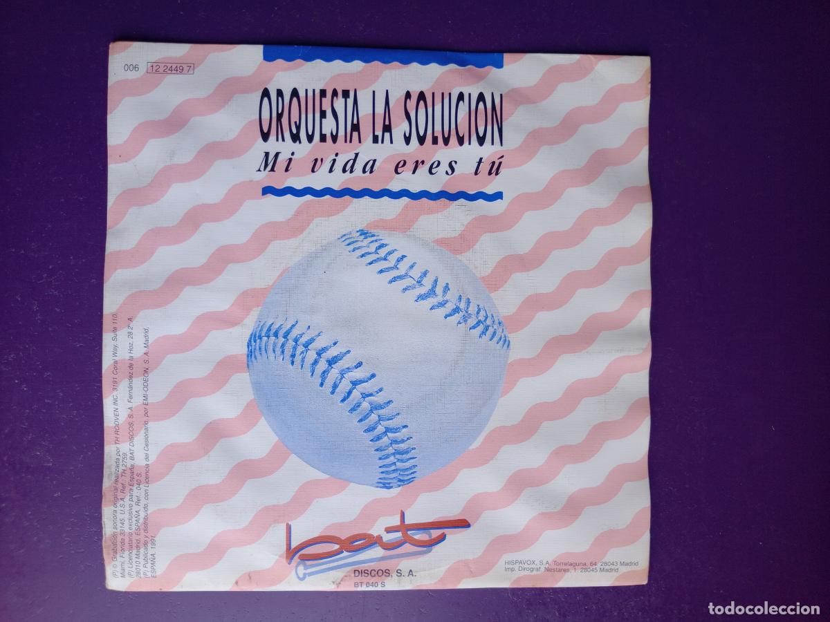 Discos de vinilo: Orquesta La Solucion &ndash; Mi Vida Eres Tu - Sg BAT HISPAVOX 1991 PROMO, VINILO SIN USO, SALSA