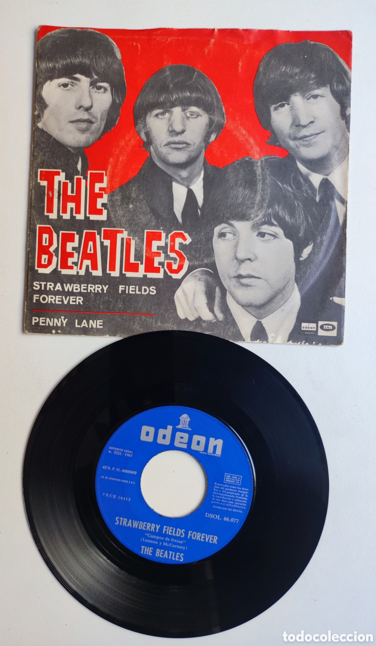 Discos de vinilo: 1967 - THE BEATLES / STRAWBERRY FIELDS FOREVER + PERRY LANE - 1967 ODEON SPAIN DSOE 66.077