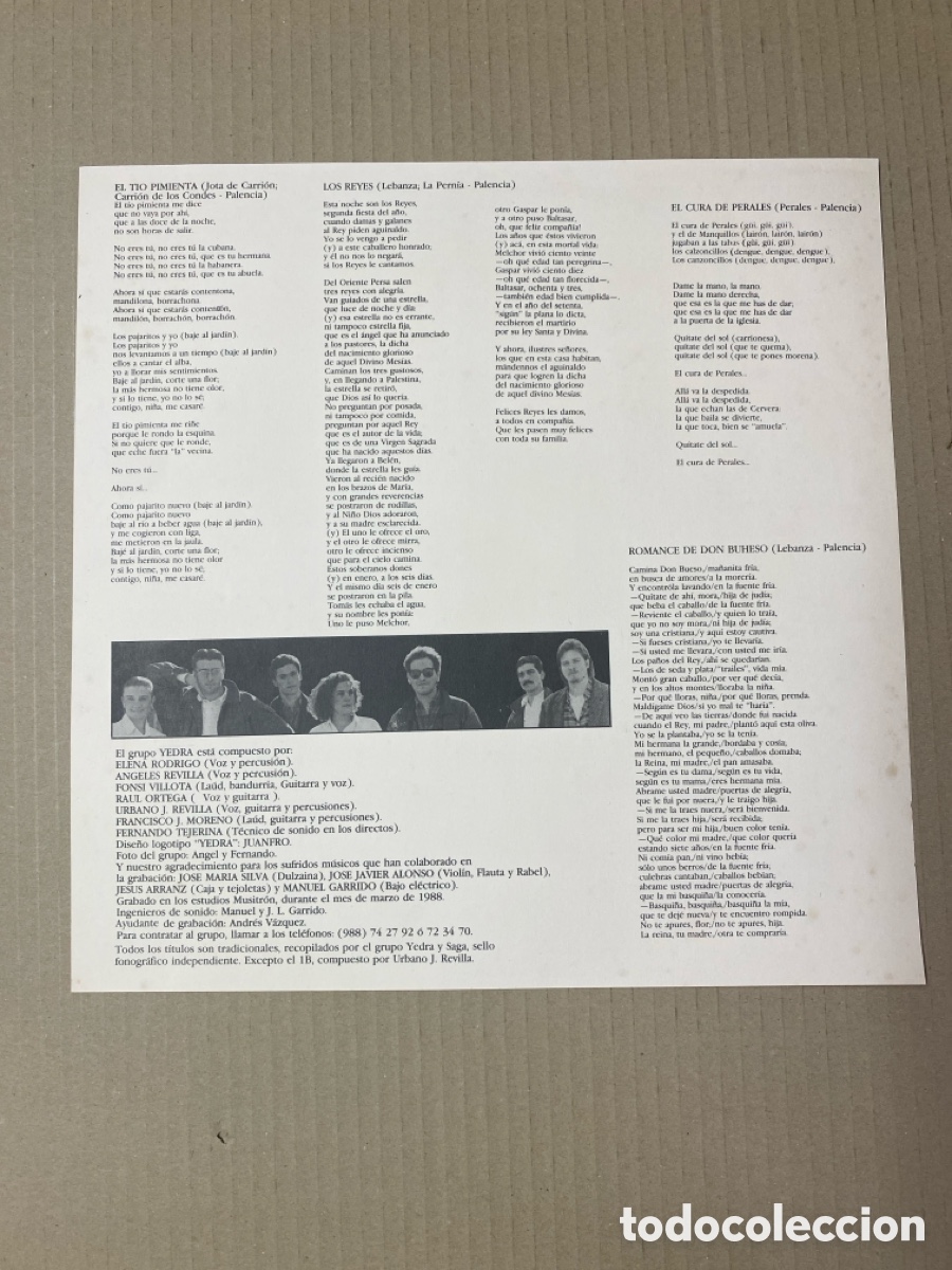 Discos de vinilo: LP YEDRA. CON EL AIRE QUE LLEVAS. Incluye insert. - Foto 3