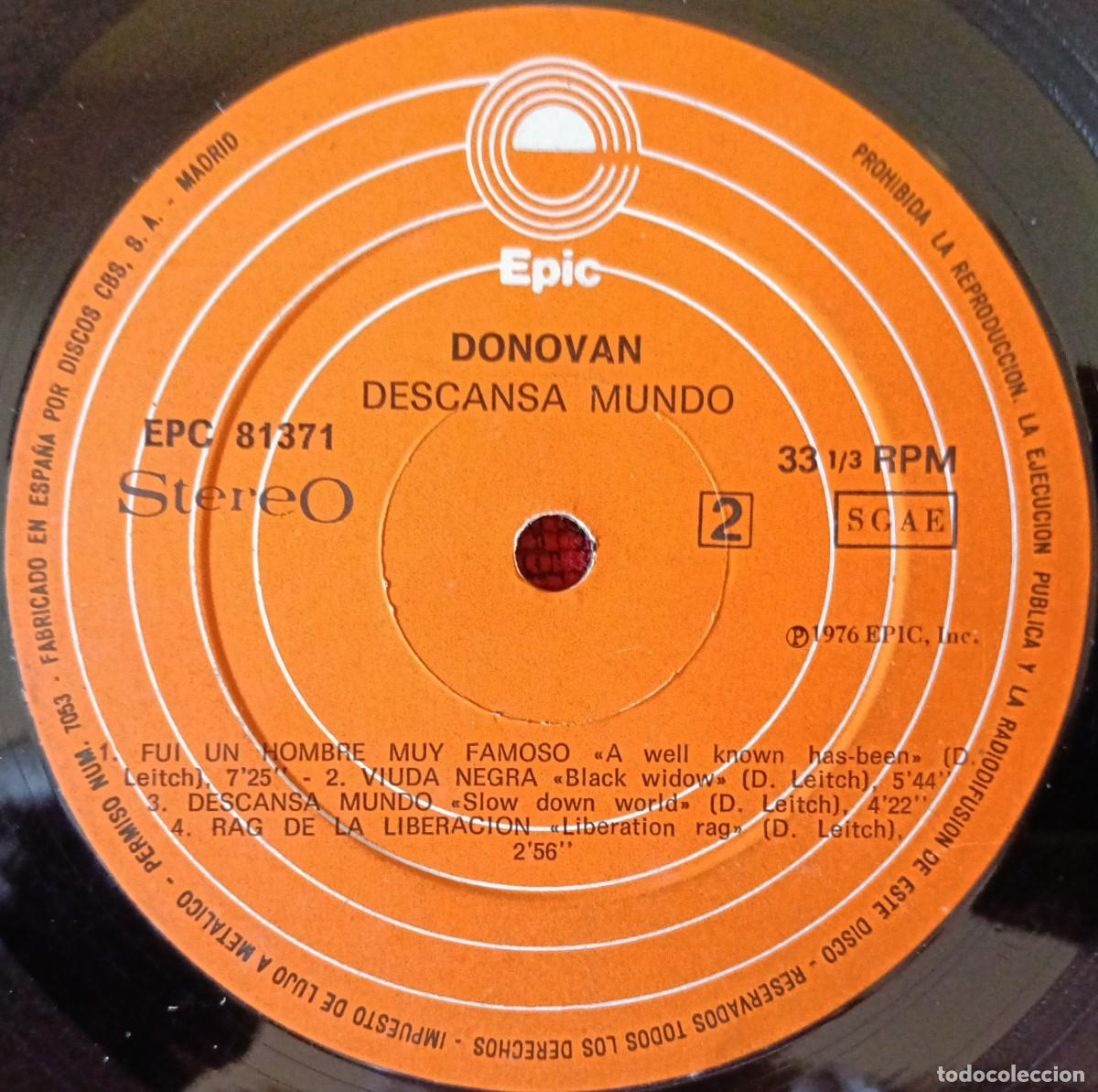 Discos de vinilo: DONOVAN ** Slow Down World ** VINILO LP 1976 - Foto 4