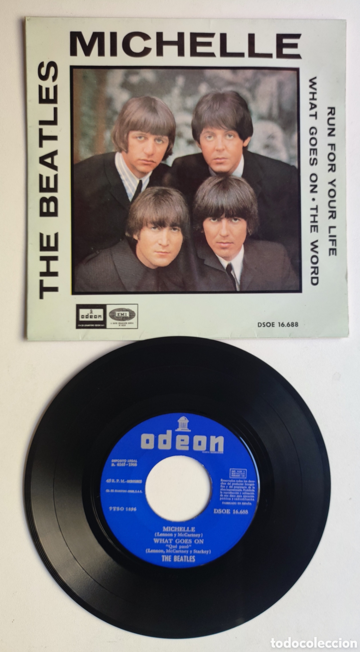 Discos de vinilo: 1967 - THE BEATLES / MICHELLE + WHAT GOES ON +2 - 1966 ODEON SPAIN DSOE 16.688 / MUY BUEN ESTADO