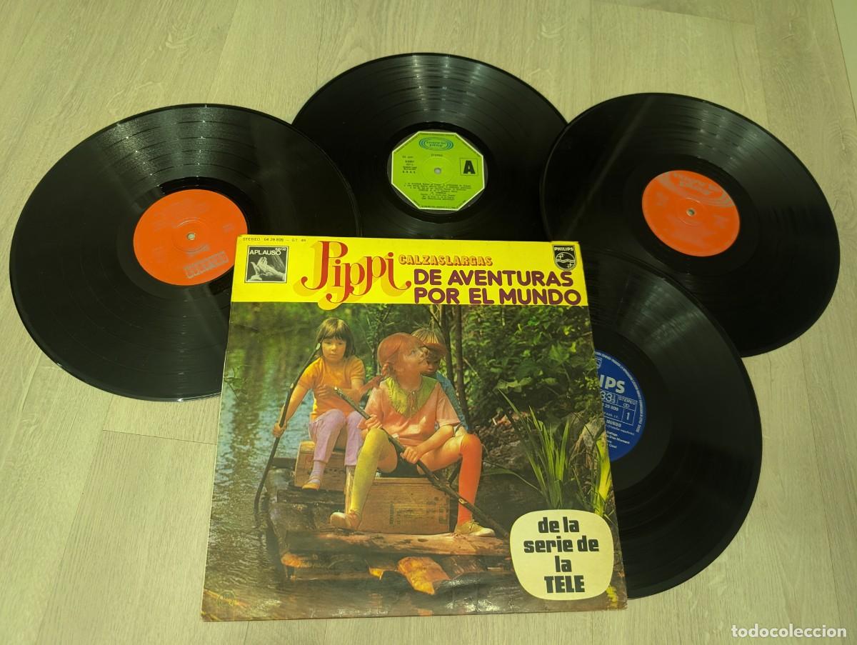 Discos de vinilo: PIPPI CALZASLARGAS - AVENTURAS POR EL MUNDO ..LP DE PHILIPS DE 1975 + 3 LP&acute;S DE LA PANDILLA