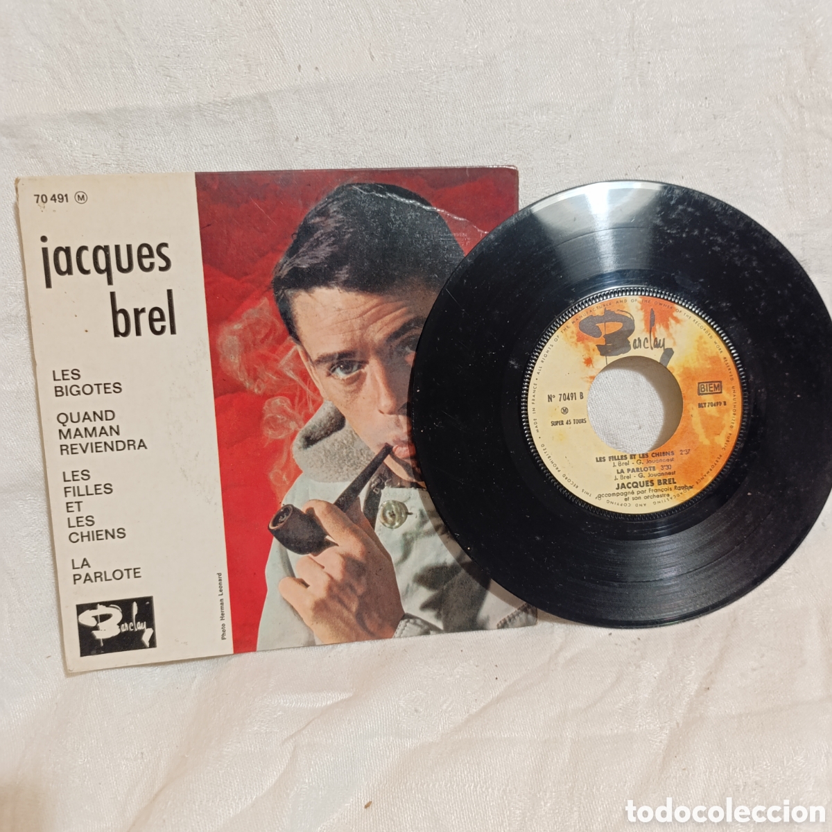 Discos de vinilo: Jacques Brel, EP de vinilo de 7 pulgadas,titulado Les Bigotes 1962