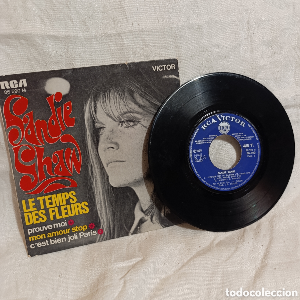 Discos de vinilo: Sandie Shaw &ndash; Le Temps Des Fleurs EP 7&rdquo; (RCA Victor, 1968, Francia)