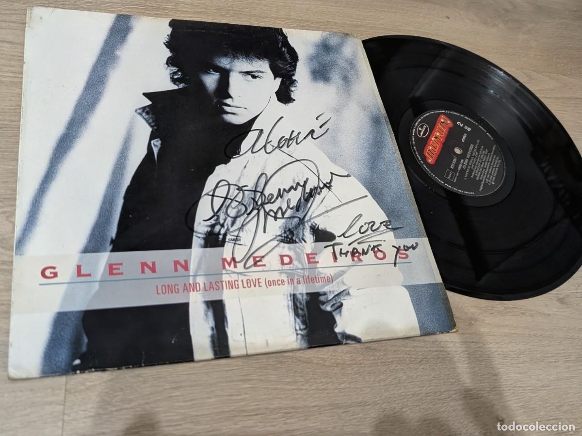 Discos de vinilo: GLENN MEDEIROS - LONG AND LASTING LOVE ( once in a lifetime ) ..MAXI DE 1988 .FIRMADO Y DEDICADO
