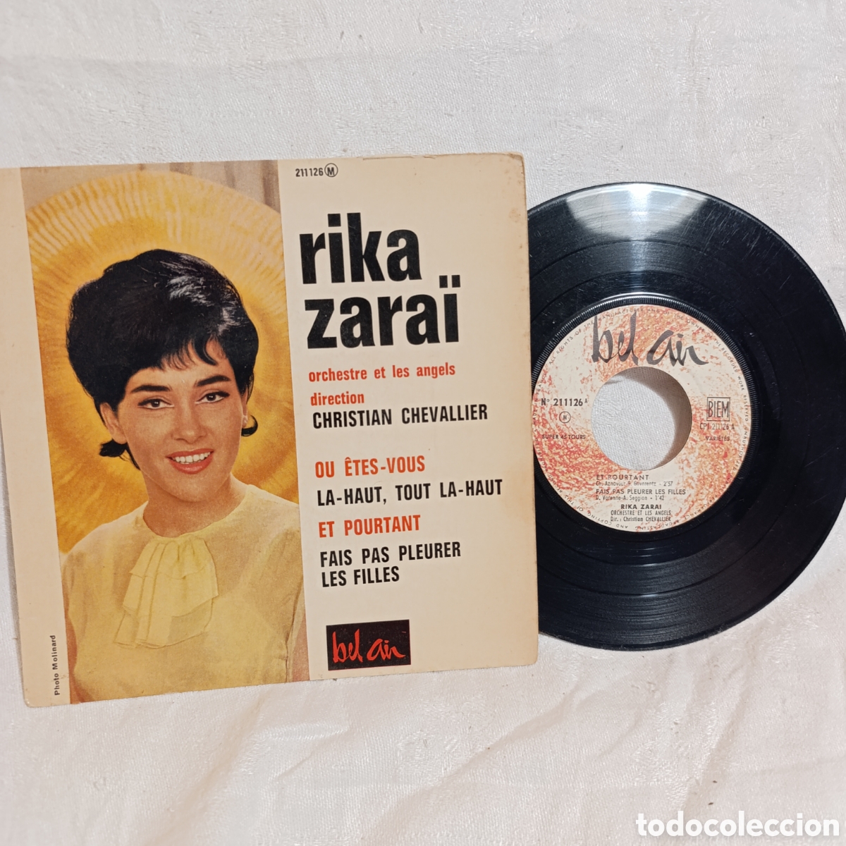 Discos de vinilo: Rika Zara&iuml; - O&ugrave; &Ecirc;tes-Vous ? (1963) VINILO EP 7&rdquo; 45 RPM - Edici&oacute;n Francesa Original,con pesta&ntilde;a