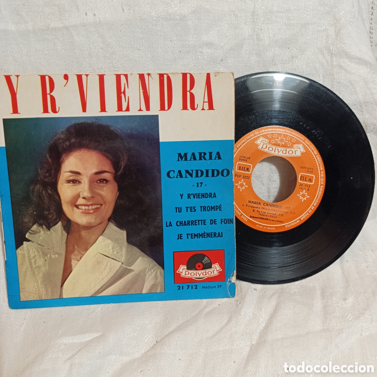 Discos de vinilo: Maria Candido - Y r'viendra (Polydor 1960) Francia,vinilo 7&rdquo;