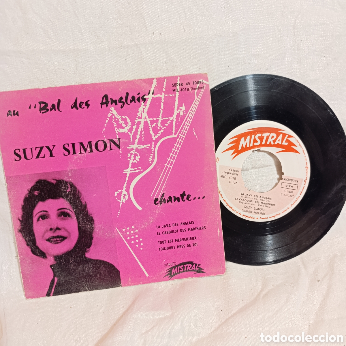 Discos de vinilo: [CON AUT&Oacute;GRAFO] Vinilo EP 7&rdquo; Suzy Simon - Au &rdquo;Bal Des Anglais&rdquo; (1959) - RAREZA