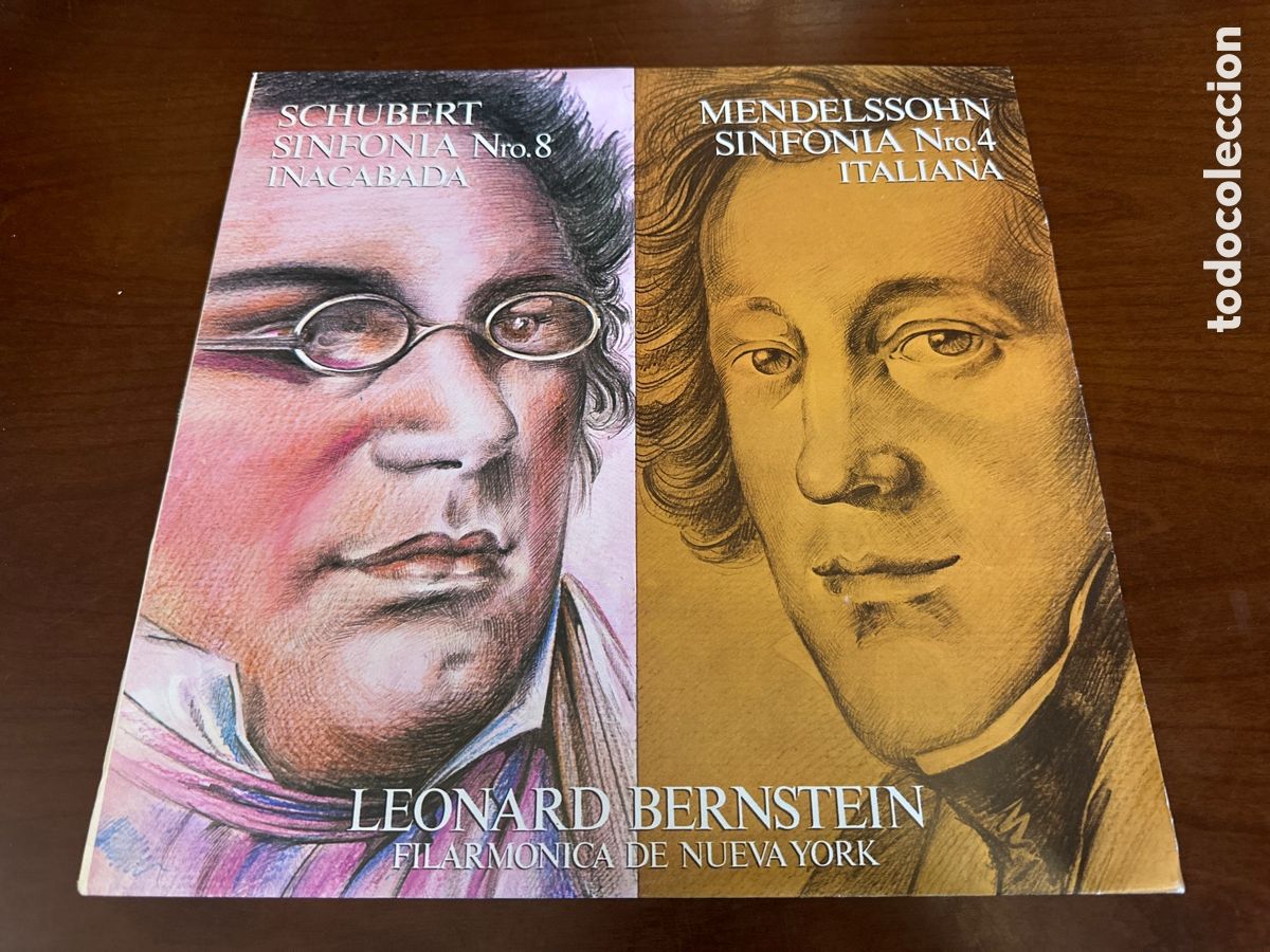 Discos de vinilo: SCHUBERT SINFON&Iacute;A N&ordm; 8. INACABADA. MENDELSSOHN SINFON&Iacute;A N&ordm;4. ITALIANA. LEONARD BERNSTEIN.