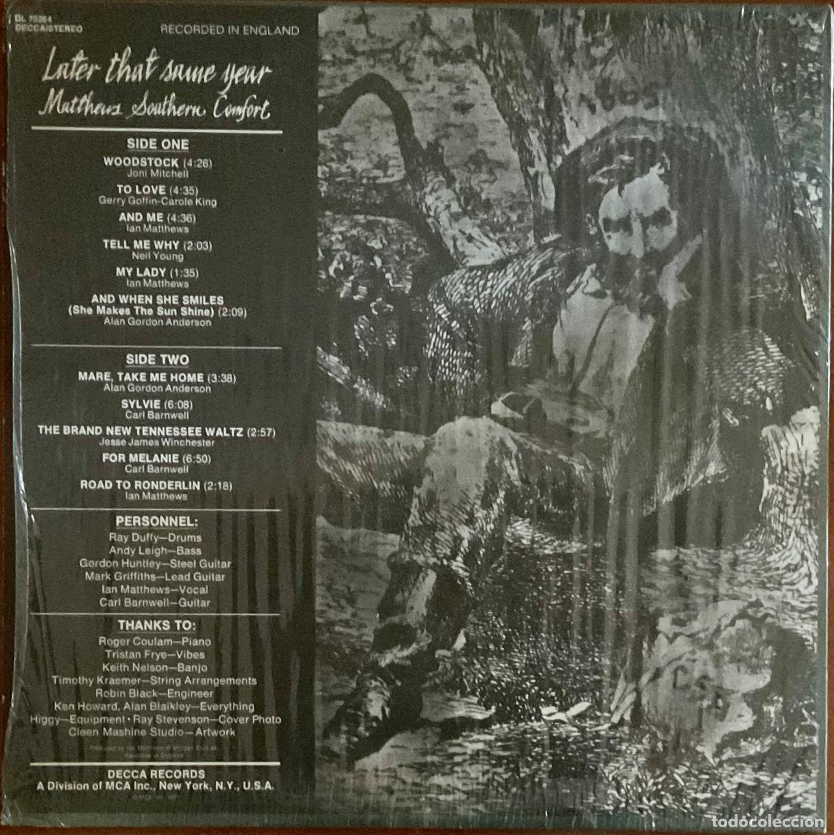 Discos de vinilo: MATTHEWS SOUTHERN COMFORT - LATER THAT SAME YEAR - Foto 2