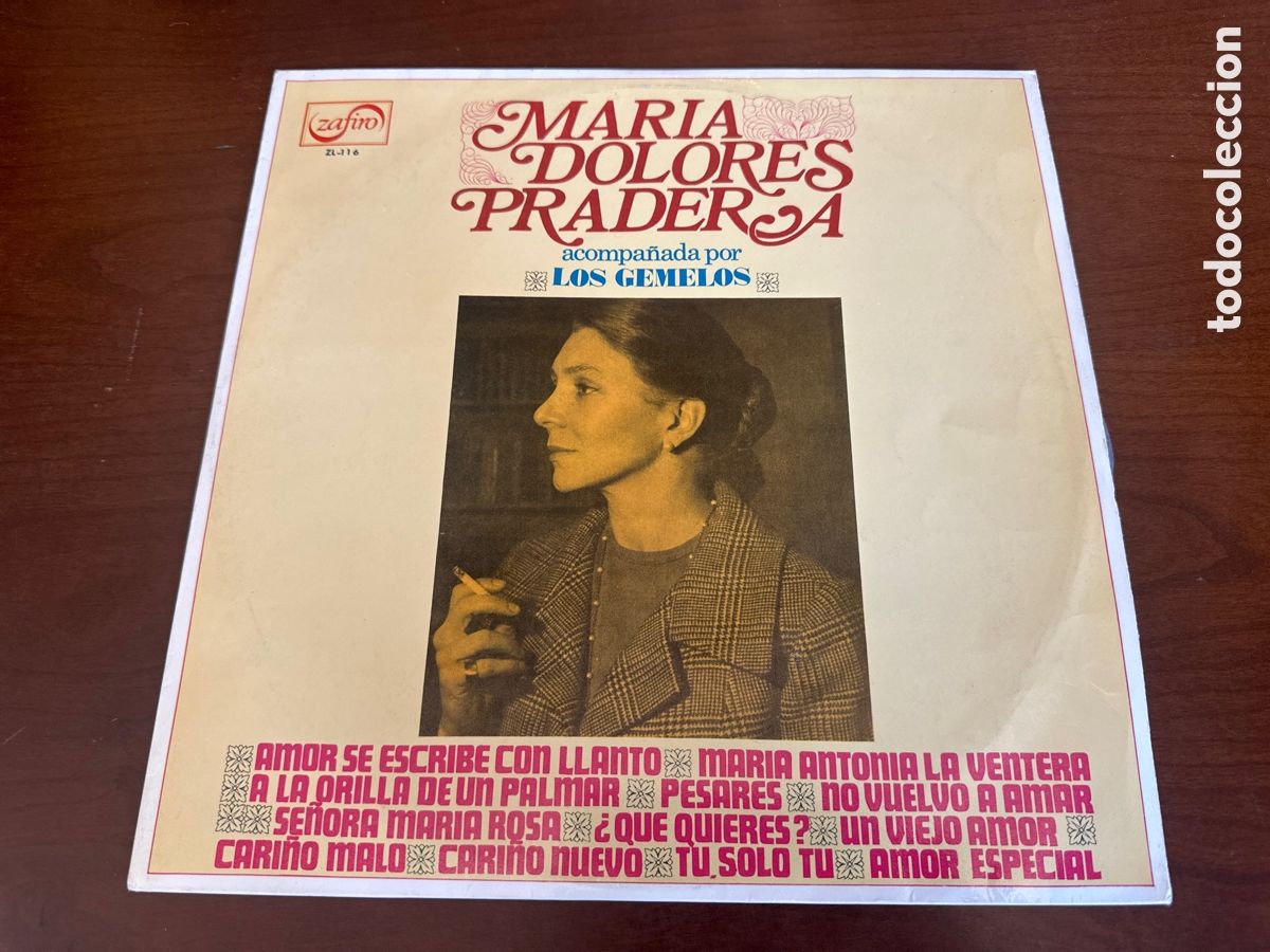 Discos de vinilo: MARIA DOLORES PRADERA (LP. ZAFIRO 1959) CON LOS GEMELOS - AMOR SE ESCRIBE CON LLANTO - CARI&Ntilde;O MALO
