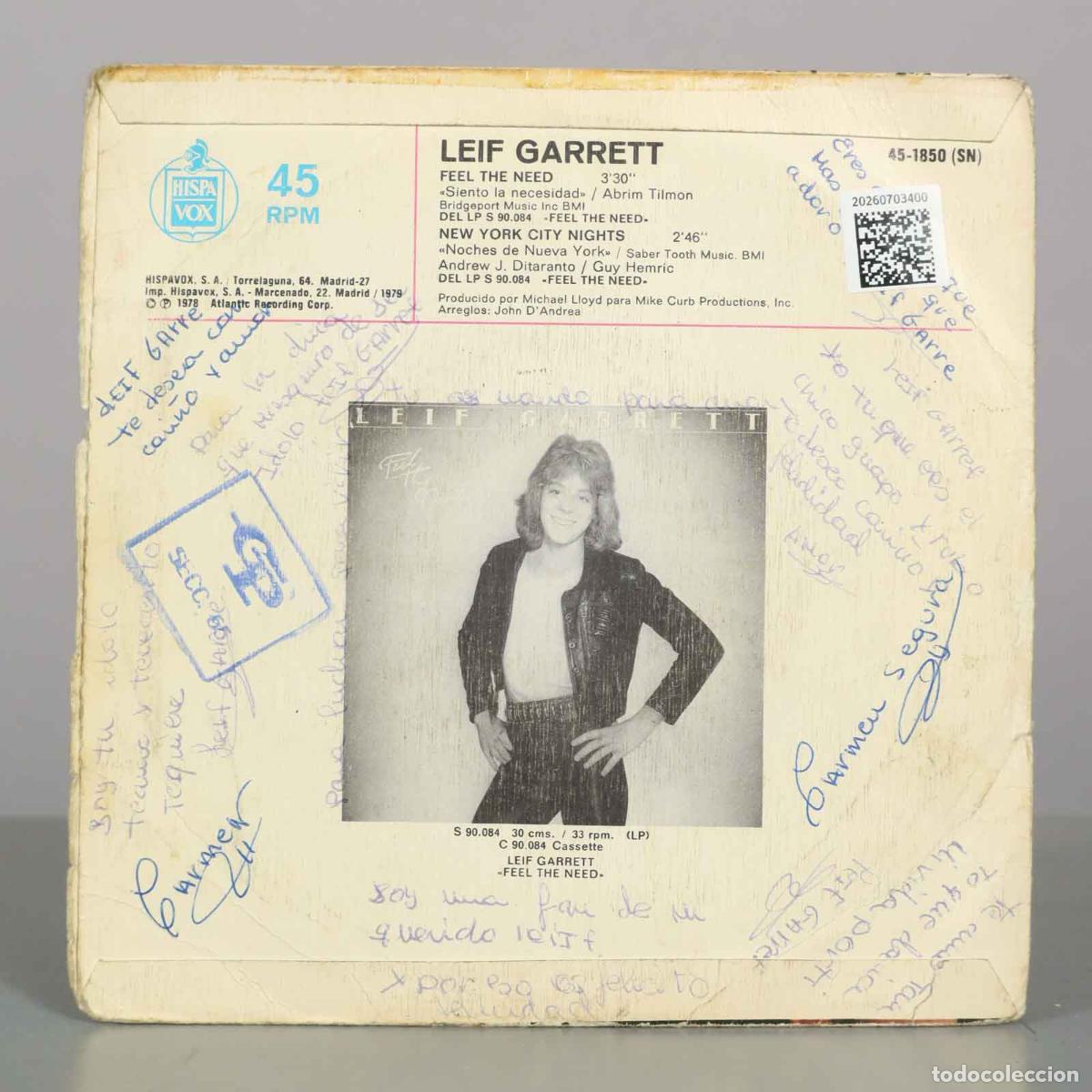Discos de vinilo: SINGLE. Leif Garrett &ndash; Siento La Necesidad (Nueva Version Disco) - Foto 2