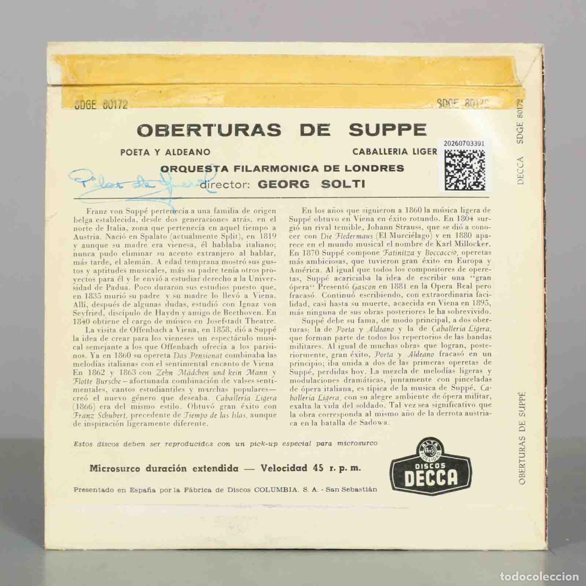 Discos de vinilo: SINGLE. OBERTURAS DE SUPPE SOLTI - Foto 2