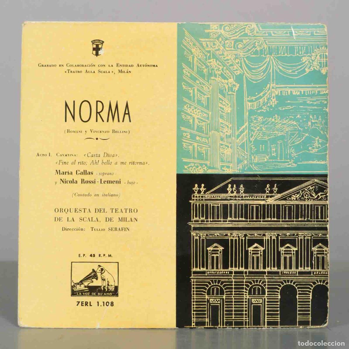 Discos de vinilo: EP. Maria Callas, Nicola Rossi-Lemeni Con La, Orquesta Del Teatro De La Scala, De Mil&aacute;n &ndash; Norma
