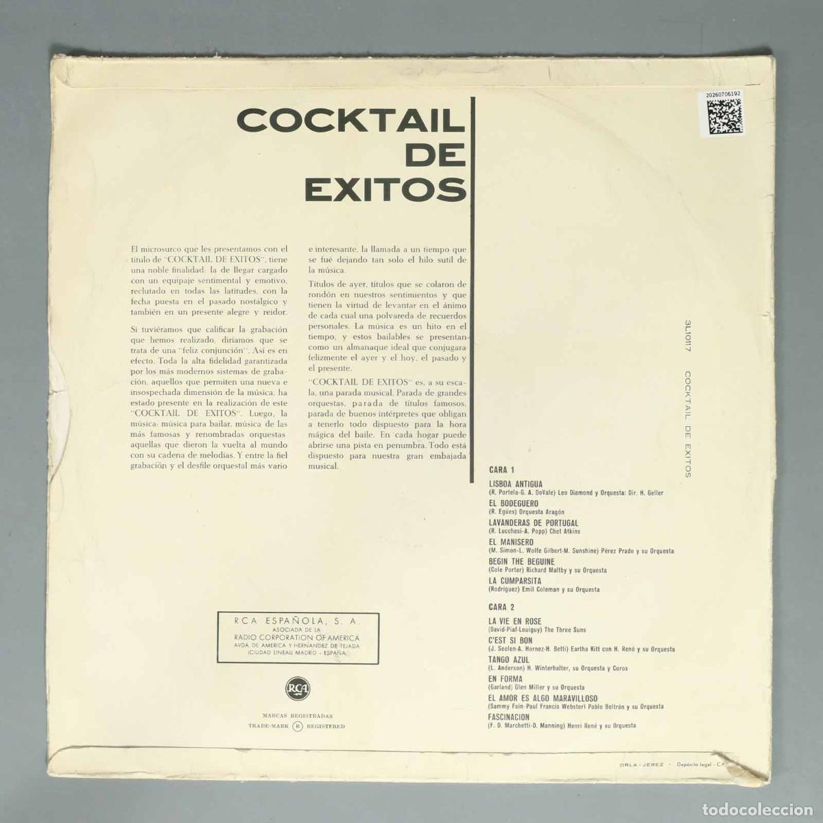 Discos de vinilo: LP. Various &ndash; Cocktail De &Eacute;xitos - Foto 2