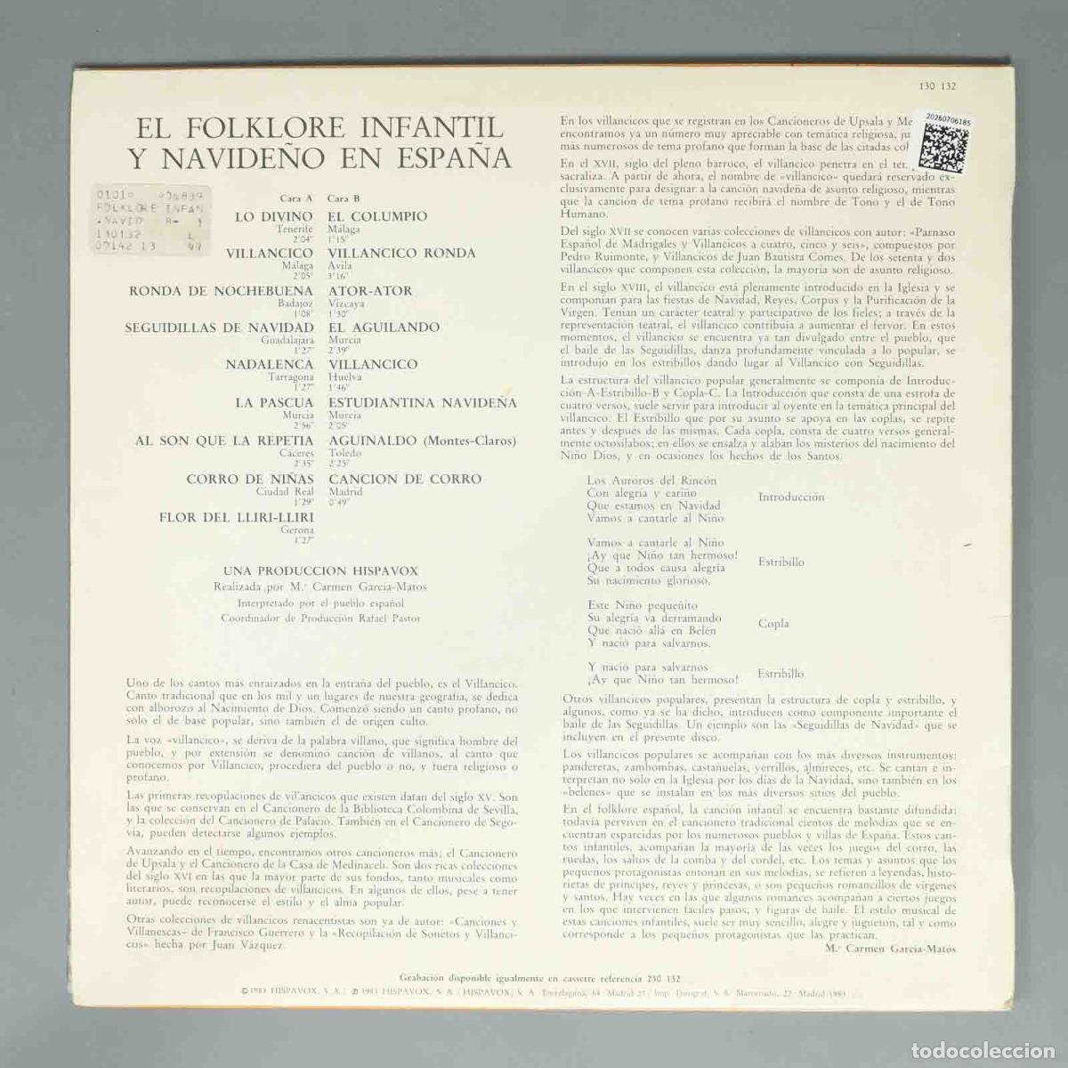 Discos de vinilo: LP. El folklore infantil y navide&ntilde;o en Espa&ntilde;a - Foto 2