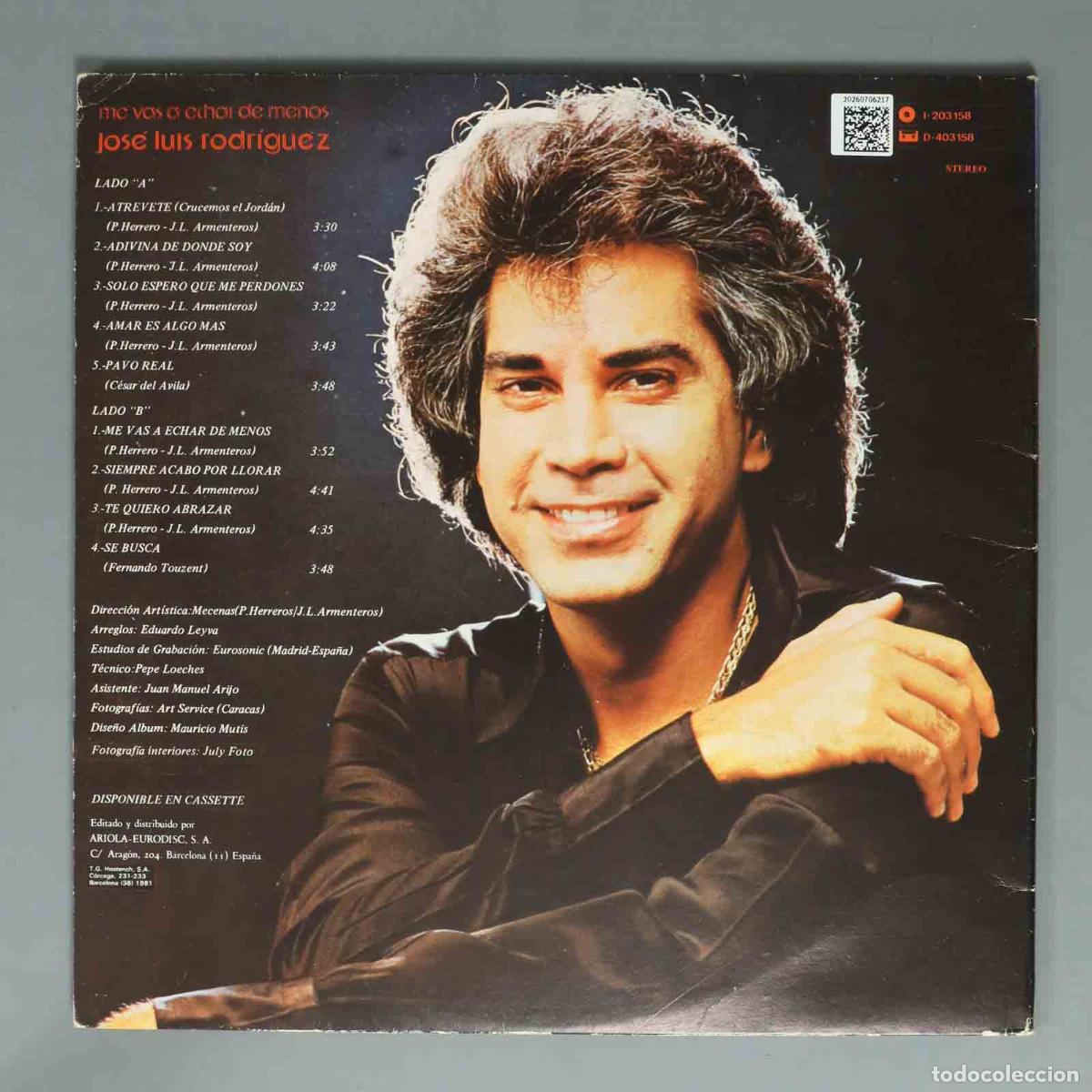 Discos de vinilo: LP. Jos&eacute; Luis Rodr&iacute;guez &ndash; Atrevete - Foto 2