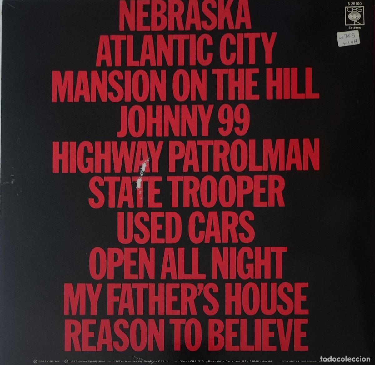 Discos de vinilo: Bruce Springsteen - Nebraska - Atlantic City - LP Vinilo (1982, CBS S 25100) Espa&ntilde;a - Foto 2