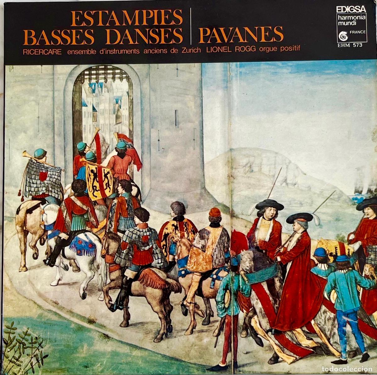 Discos de vinilo: ESTAMPIES BASSES DANSES. PAVANES. RICERCARE. INSTRUMENTOS ANTIGUOS ZURICH. LP ESPA&Ntilde;A PORTADA DOBLE.