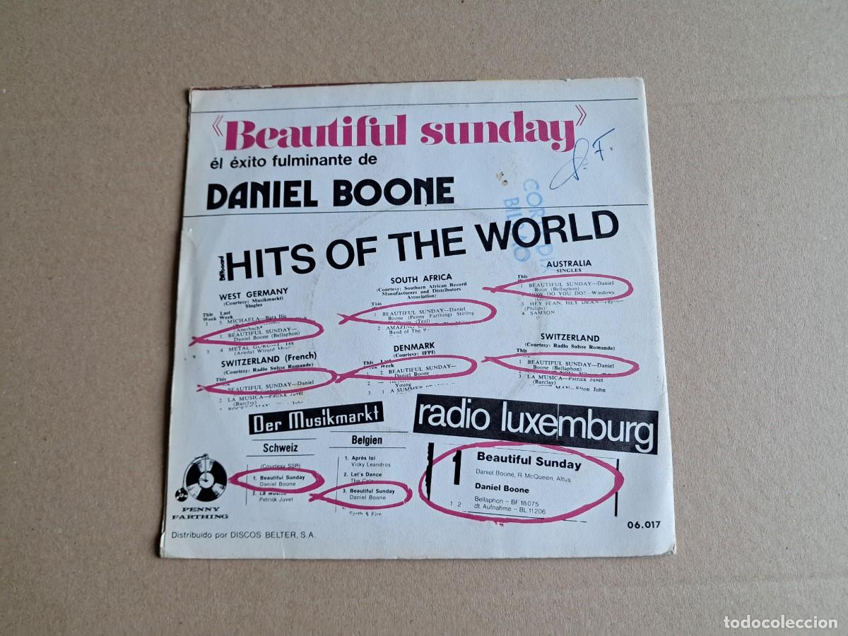 Discos de vinilo: DANIEL BOONE - BEAUTIFUL SUNDAY SINGLE 1972 EDICION ESPA&Ntilde;OLA - Foto 3
