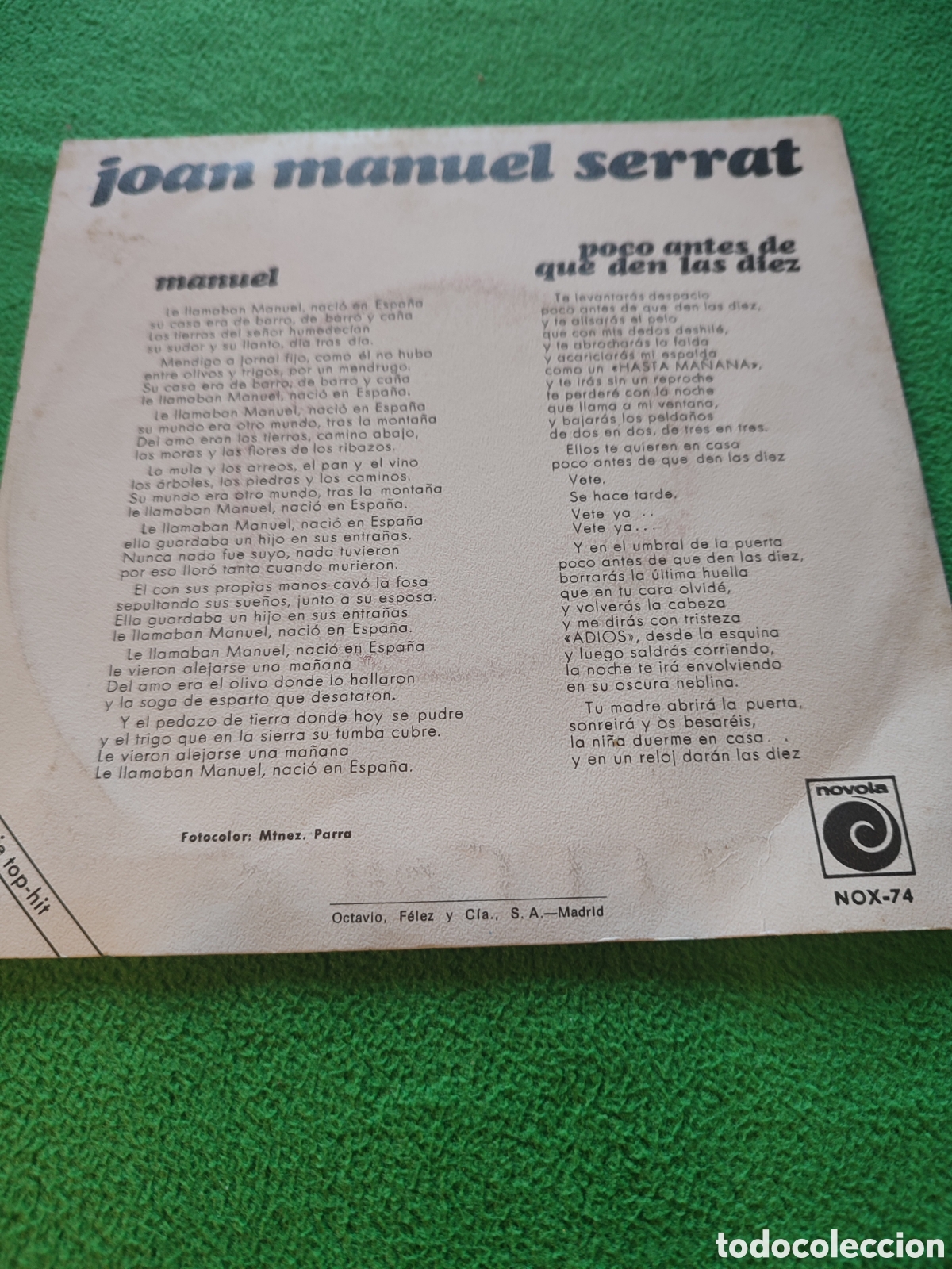 Discos de vinilo: Joan Manuel Serrat - Manuel / Poco antes ... - Foto 2