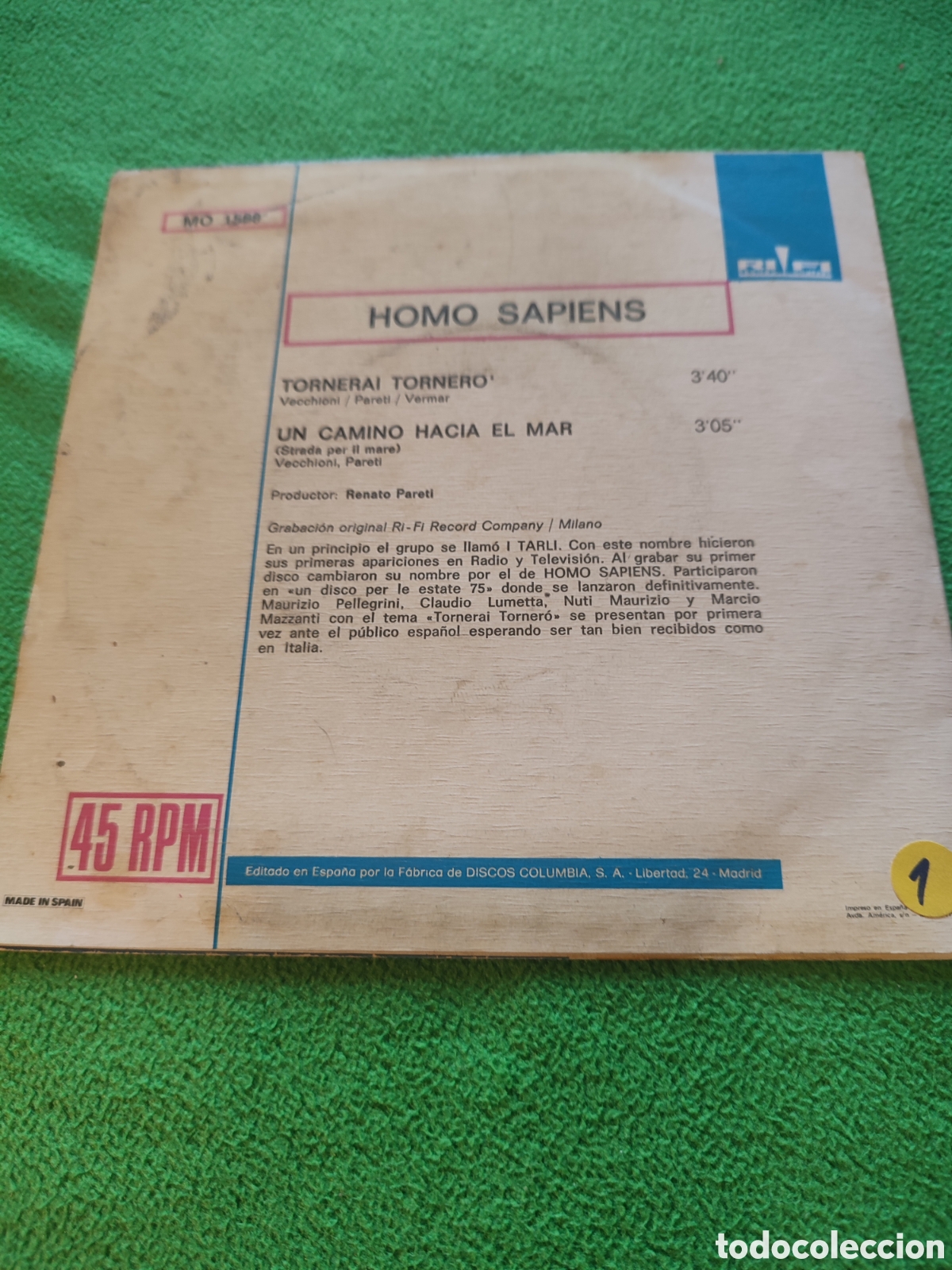 Discos de vinilo: Homo Sapiens - Tornerai , Tornero - Foto 2
