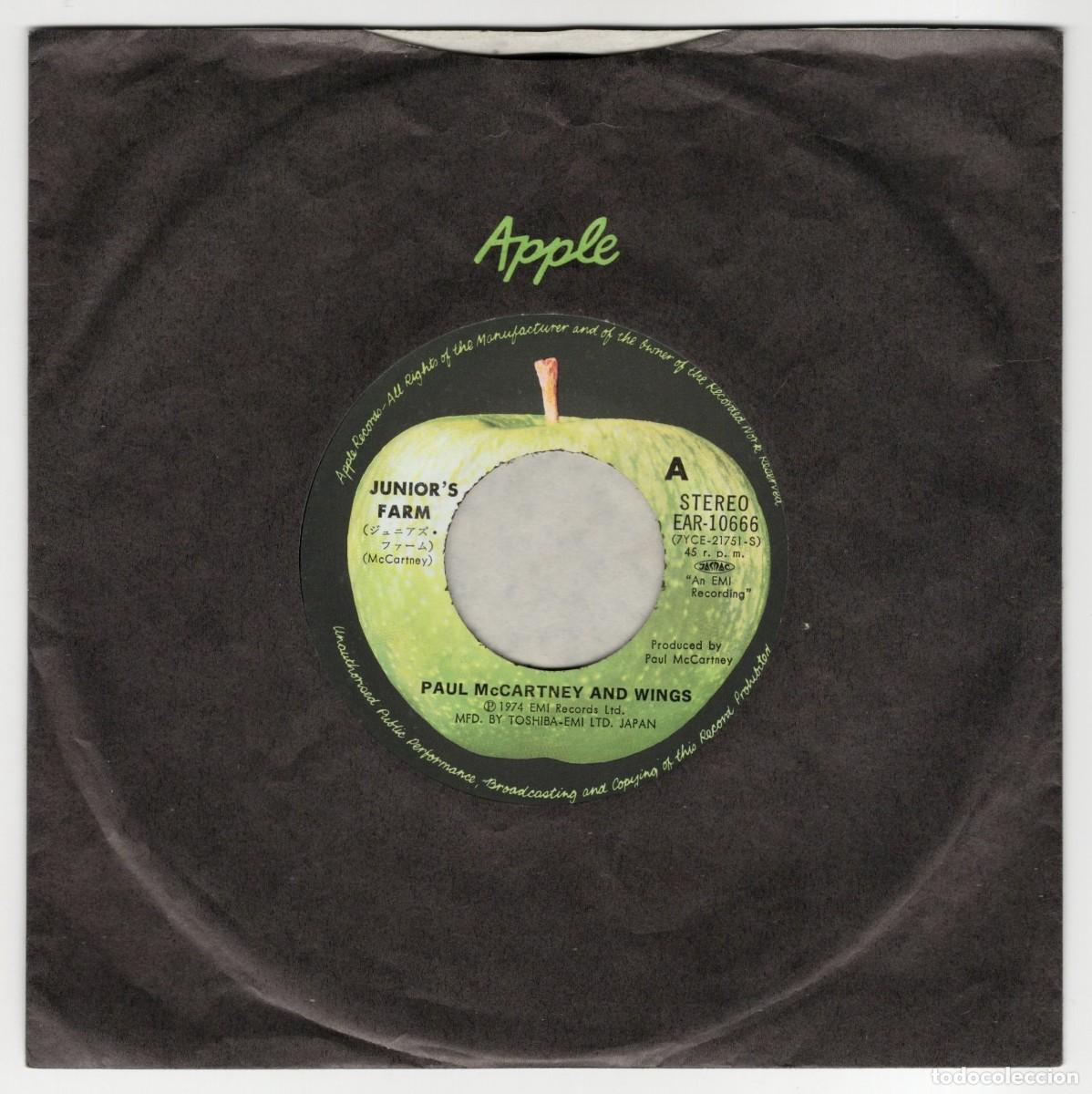 Discos de vinilo: PAUL McCARTNEY & WINGS Junior's Farm 1974 Single Japan Apple EAR-10666 Beatles vinilo Japon